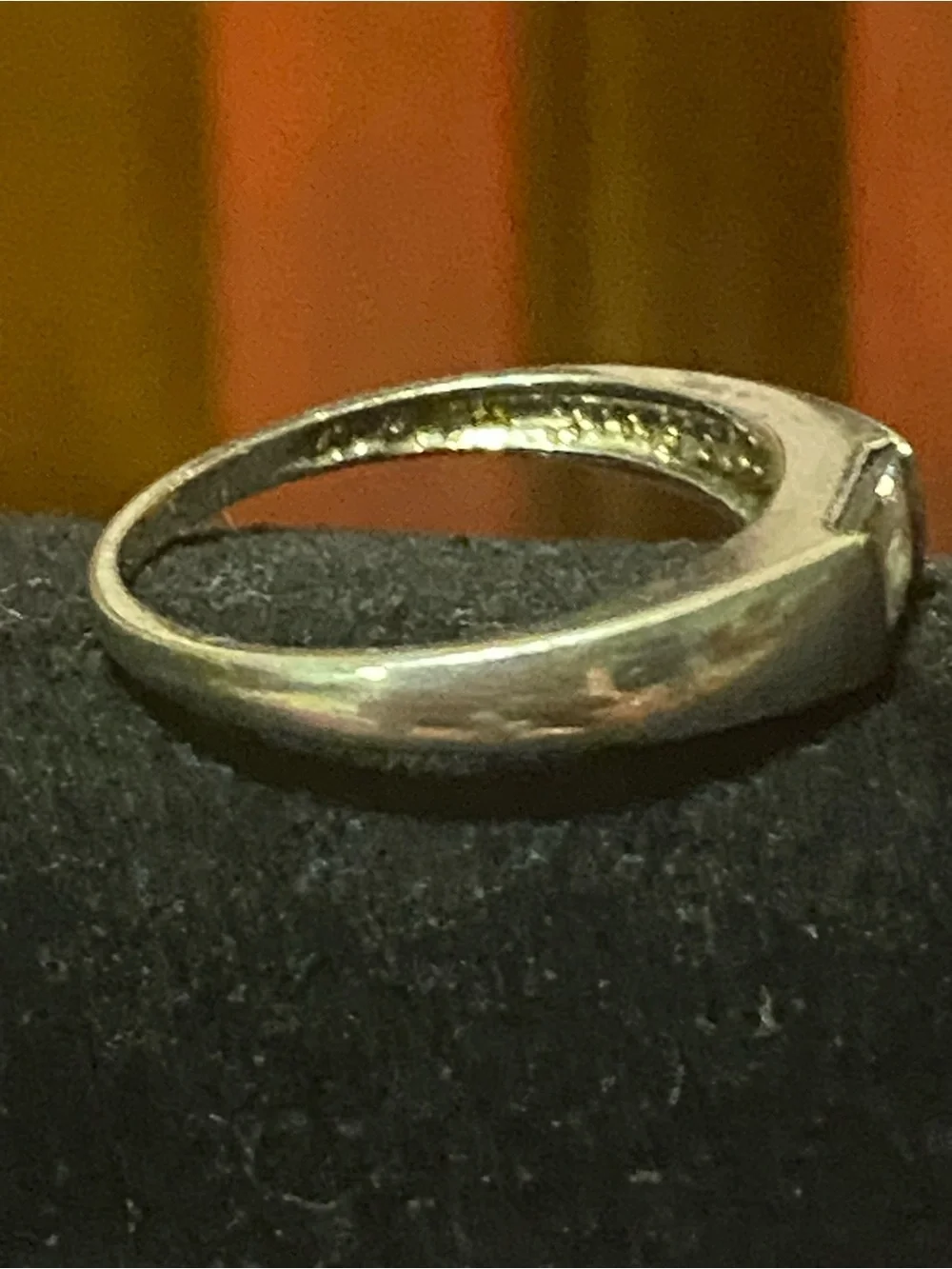Vintage Modernist Flush Bezel Rectangular CZ Minimalist Band Ring Sz 6.75-7
